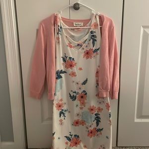 Floral Spring Dress WITH a Pink Coverup for girls
